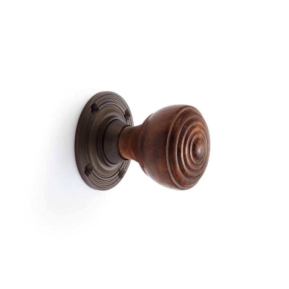 Black Antique Olde Victorian Rim Lock Rosewood Matt Antique Ringed Door Knobs