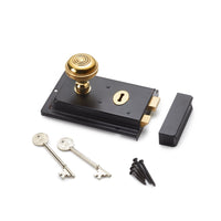 Thumbnail for Black Brass Flanged Rim Lock Aged Brass Bloxwich Door Knobs