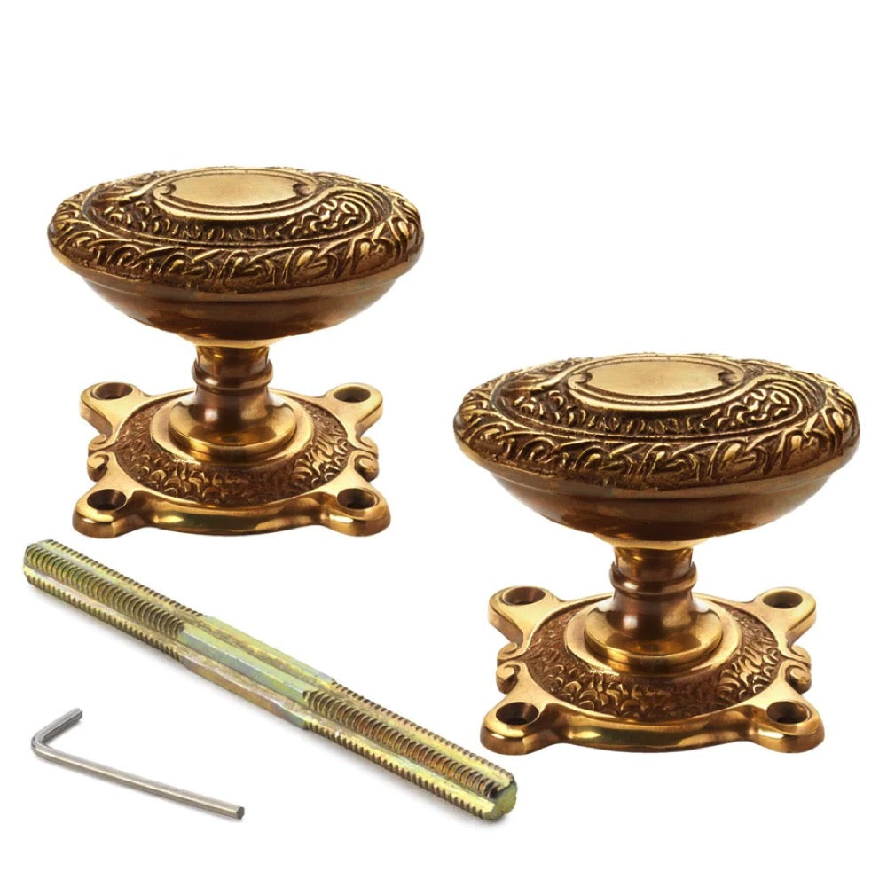 Black Brass Flanged Rim Lock Aged Brass Floral Oval Door Knobs