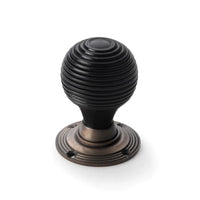 Thumbnail for Black Brass Flanged Rim Lock Ebonised Matt Antique Beehive Door Knobs