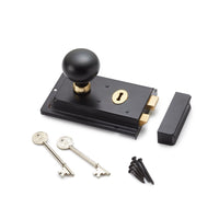 Thumbnail for Black Brass Flanged Rim Lock Ebonised Polished Brass Bun Door Knobs