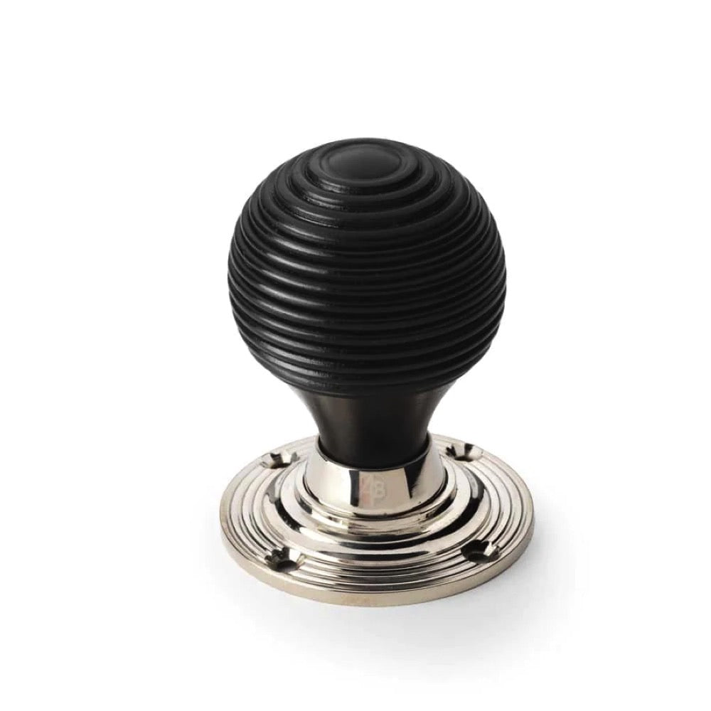 Black Brass Flanged Rim Lock Ebonised Polished Nickel Beehive Door Knobs