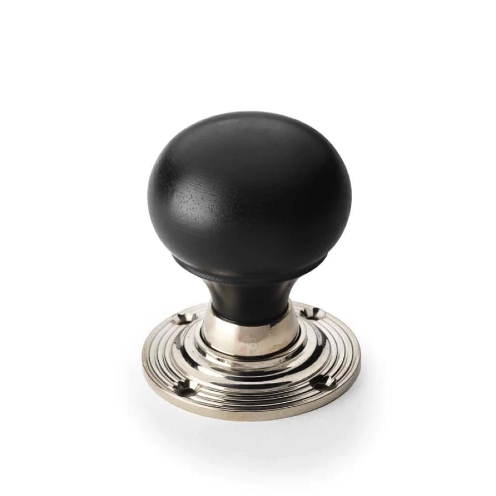 Black Brass Flanged Rim Lock Ebonised Polished Nickel Bun Door Knobs