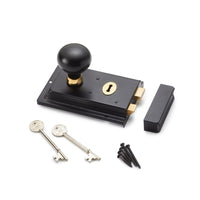 Thumbnail for Black Brass Flanged Rim Lock Ebony Aged Brass Bun Door Knobs