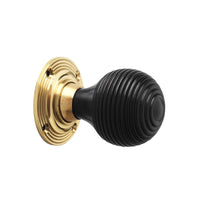 Thumbnail for Black Brass Flanged Rim Lock Ebony Polished Brass Beehive Door Knobs