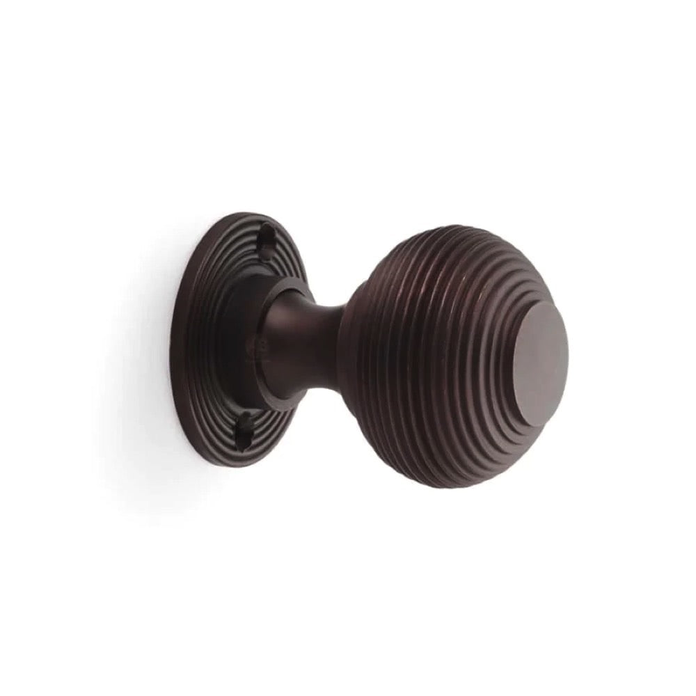 Black Brass Flanged Rim Lock Heavy Aged Bronze Beehive Door Knobs