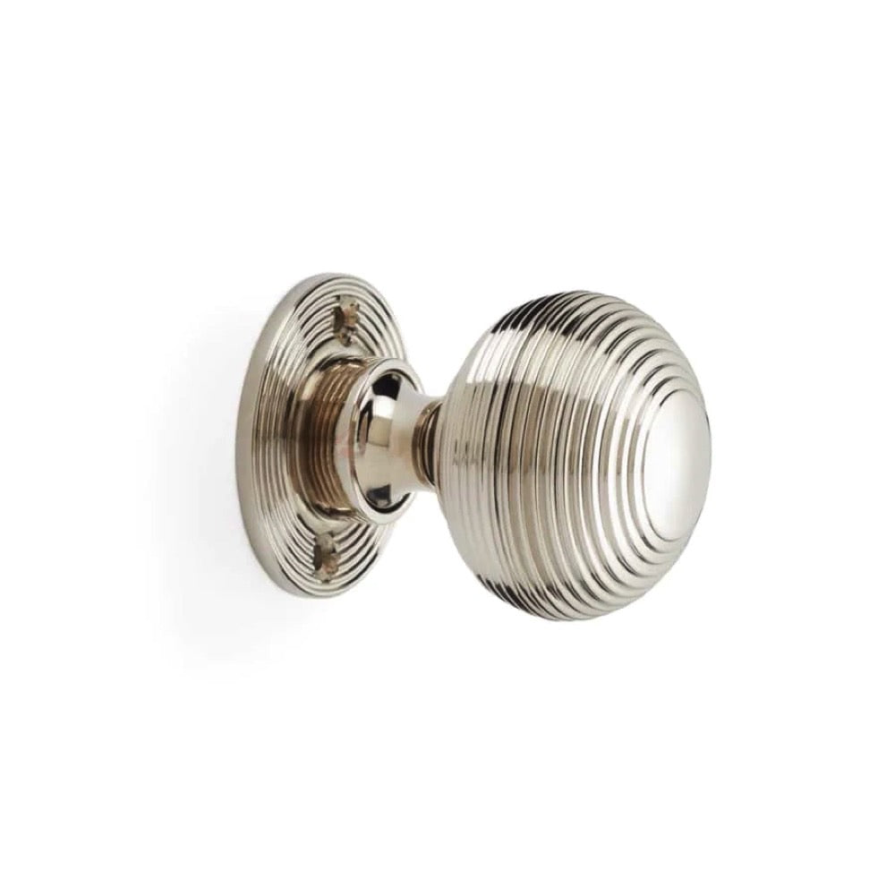 Black Brass Flanged Rim Lock Heavy Polished Nickel Beehive Door Knobs