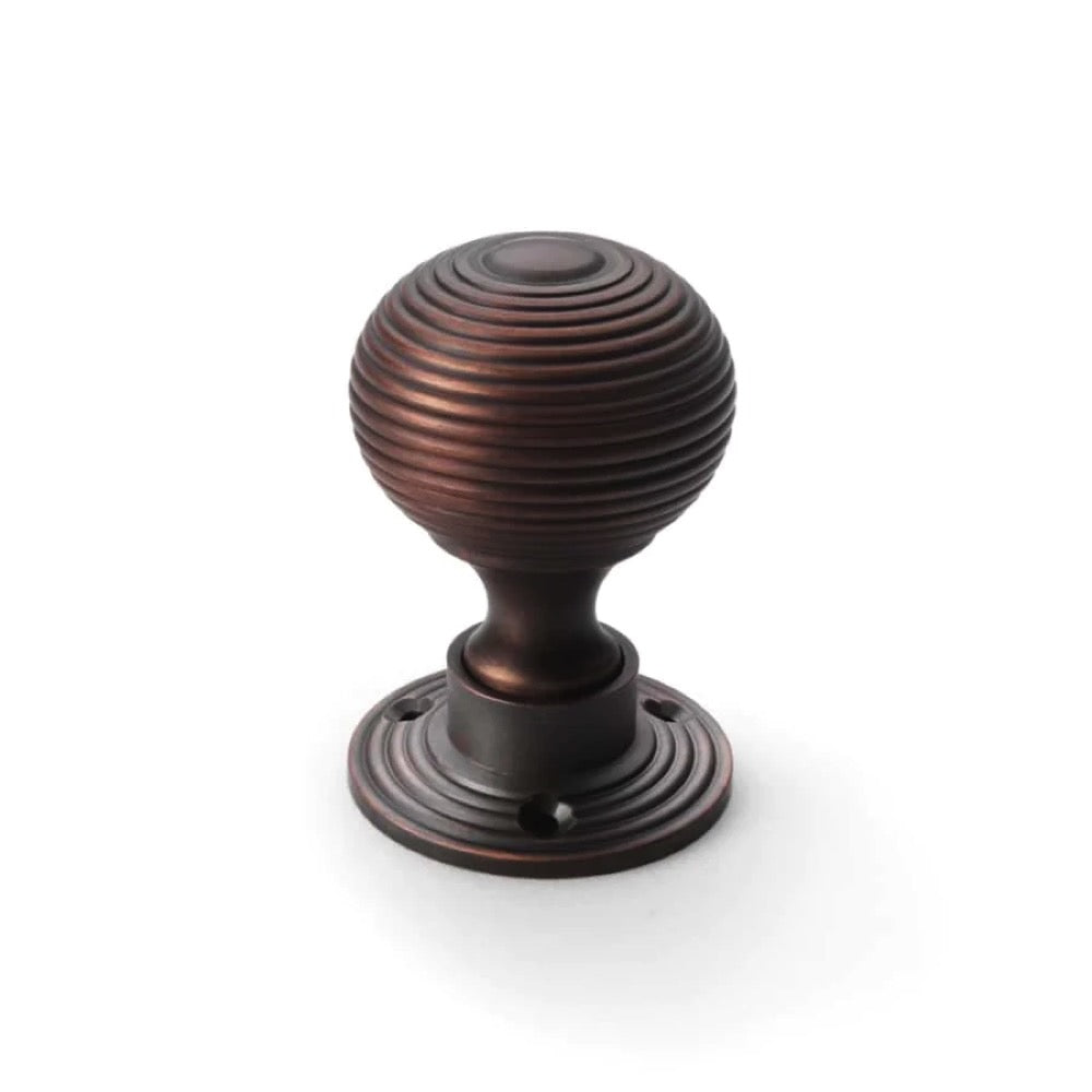 Black Brass Flanged Rim Lock Hollow Aged Bronze Beehive Door Knobs