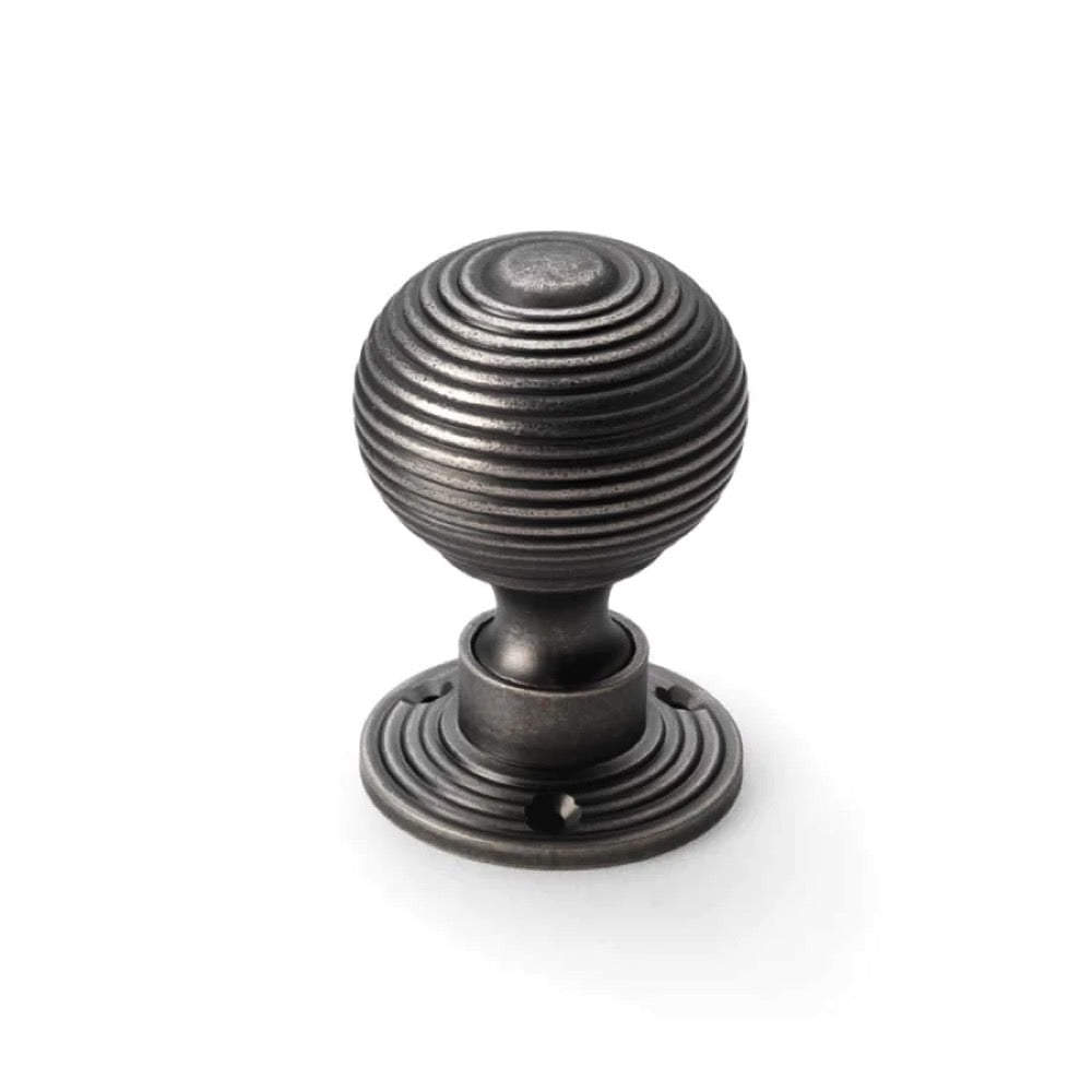 Black Brass Flanged Rim Lock Hollow Pewter Beehive Door Knobs