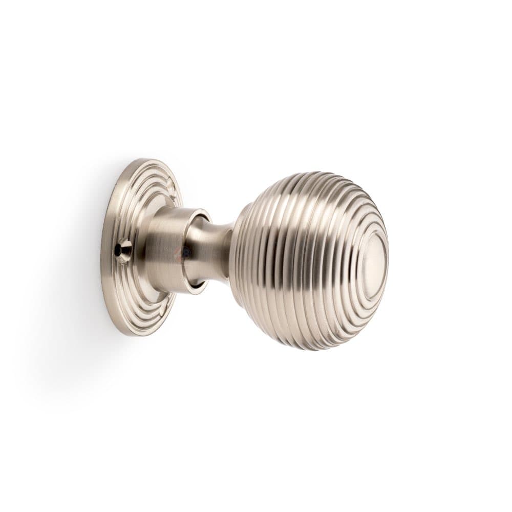 Black Brass Flanged Rim Lock Hollow Satin Nickel Beehive Door Knobs