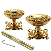 Thumbnail for Black Brass Flanged Rim Lock Polished Brass Floral Oval Door Knobs