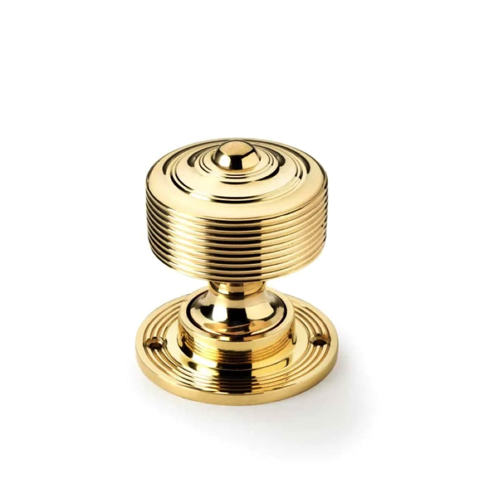 Black Brass Flanged Rim Lock Polished Brass Reeded Door Knobs