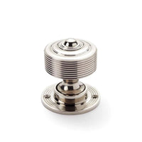 Thumbnail for Black Brass Flanged Rim Lock Polished Nickel Reeded Door Knobs