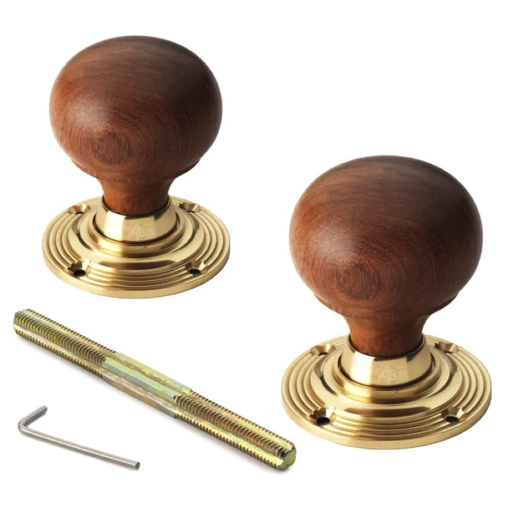 Black Brass Flanged Rim Lock Rosewood Polished Brass Bun Door Knobs