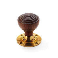 Thumbnail for Black Brass Flanged Rim Lock Rosewood Polished Brass Ringed Door Knobs