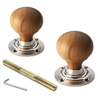 Thumbnail for Black Brass Flanged Rim Lock Teak Polished Nickel Bun Door Knobs