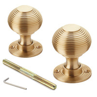 Thumbnail for Black Brass Flanged Rim Lock Heavy Satin Brass Beehive Door Knobs