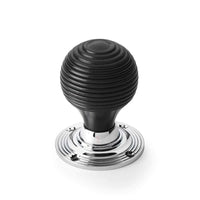 Thumbnail for Black Brass Olde Victorian Rim Lock Ebonised Polished Chrome Beehive Door Knobs