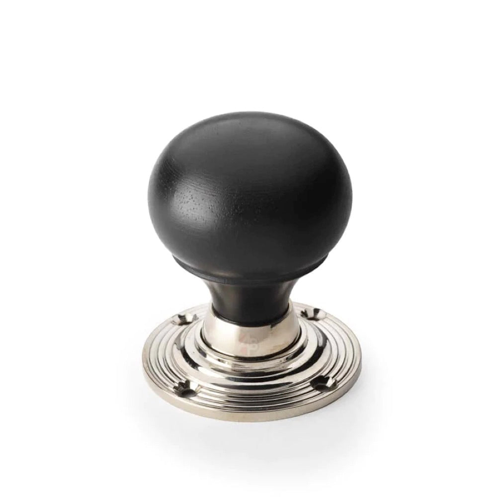 Black Brass Olde Victorian Rim Lock Ebony Polished Nickel Bun Door Knobs