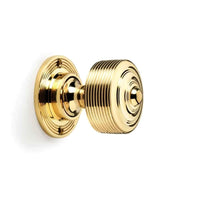 Thumbnail for Black Brass Olde Victorian Rim Lock Polished Brass Reeded Door Knobs