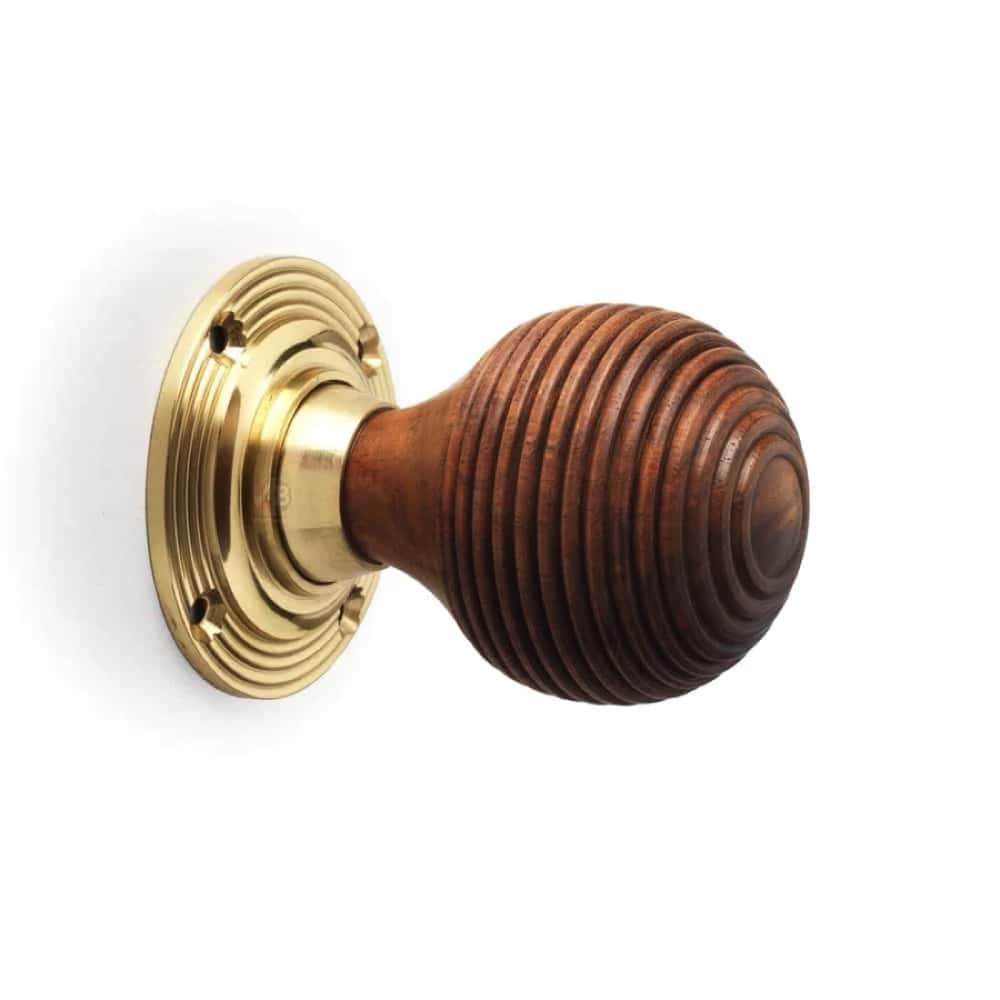 Black Brass Olde Victorian Rim Lock Rosewood Polished Brass Beehive Door Knobs