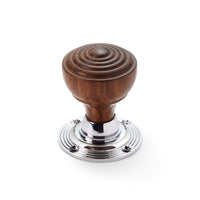 Thumbnail for Black Brass Olde Victorian Rim Lock Rosewood Polished Chrome Ringed Door Knobs