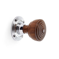 Thumbnail for Black Brass Olde Victorian Rim Lock Rosewood Polished Chrome Ringed Door Knobs