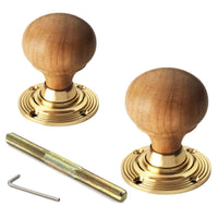 Thumbnail for Black Brass Olde Victorian Rim Lock Teak Polished Brass Bun Door Knobs