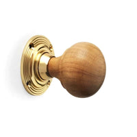 Thumbnail for Black Brass Olde Victorian Rim Lock Teak Polished Brass Bun Door Knobs