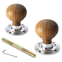 Thumbnail for Black Brass Olde Victorian Rim Lock Teak Polished Chrome Bun Door Knobs