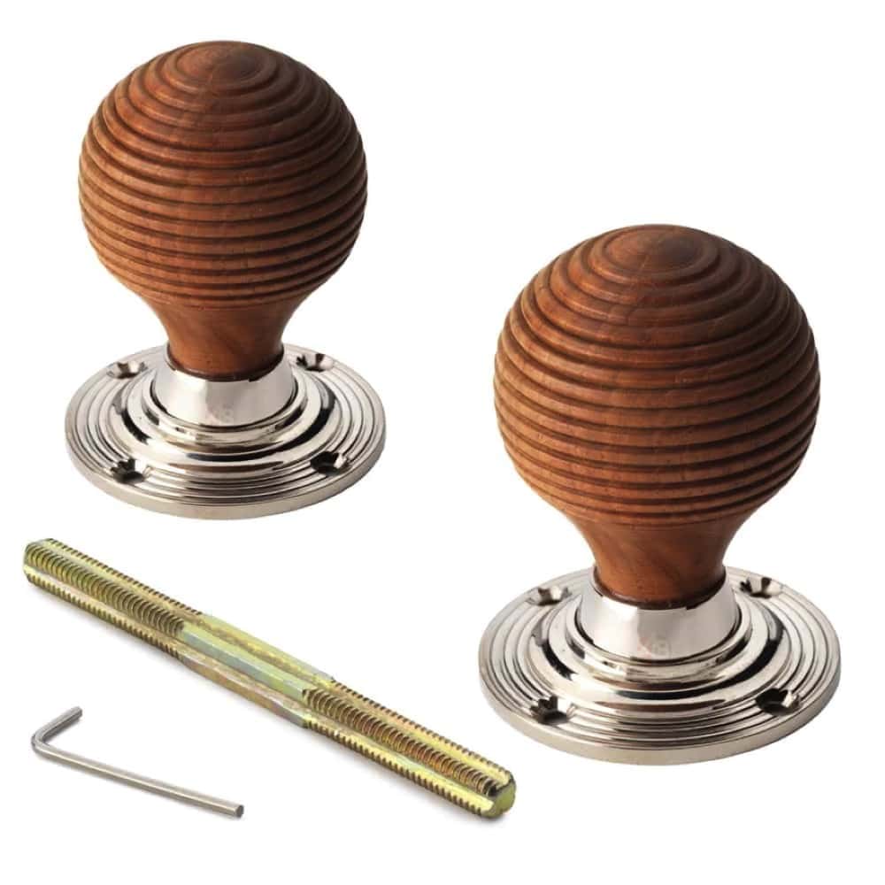 Black Brass Olde Victorian Rim Lock Teak Polished Nickel Beehive Door Knobs