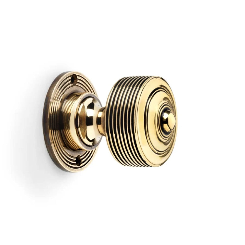 Black Brass Rim Latch Lock Aged Brass Reeded Door Knobs