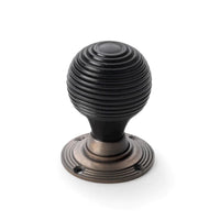 Thumbnail for Black Brass Rim Latch Lock Ebonised Matt Antique Beehive Door Knobs