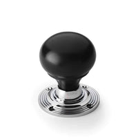 Thumbnail for Black Brass Rim Latch Lock Ebonised Polished Chrome Bun Door Knobs