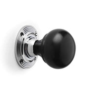 Thumbnail for Black Brass Rim Latch Lock Ebonised Polished Chrome Bun Door Knobs