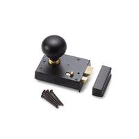 Thumbnail for Black Brass Rim Latch Lock Ebony Polished Brass Bun Door Knobs