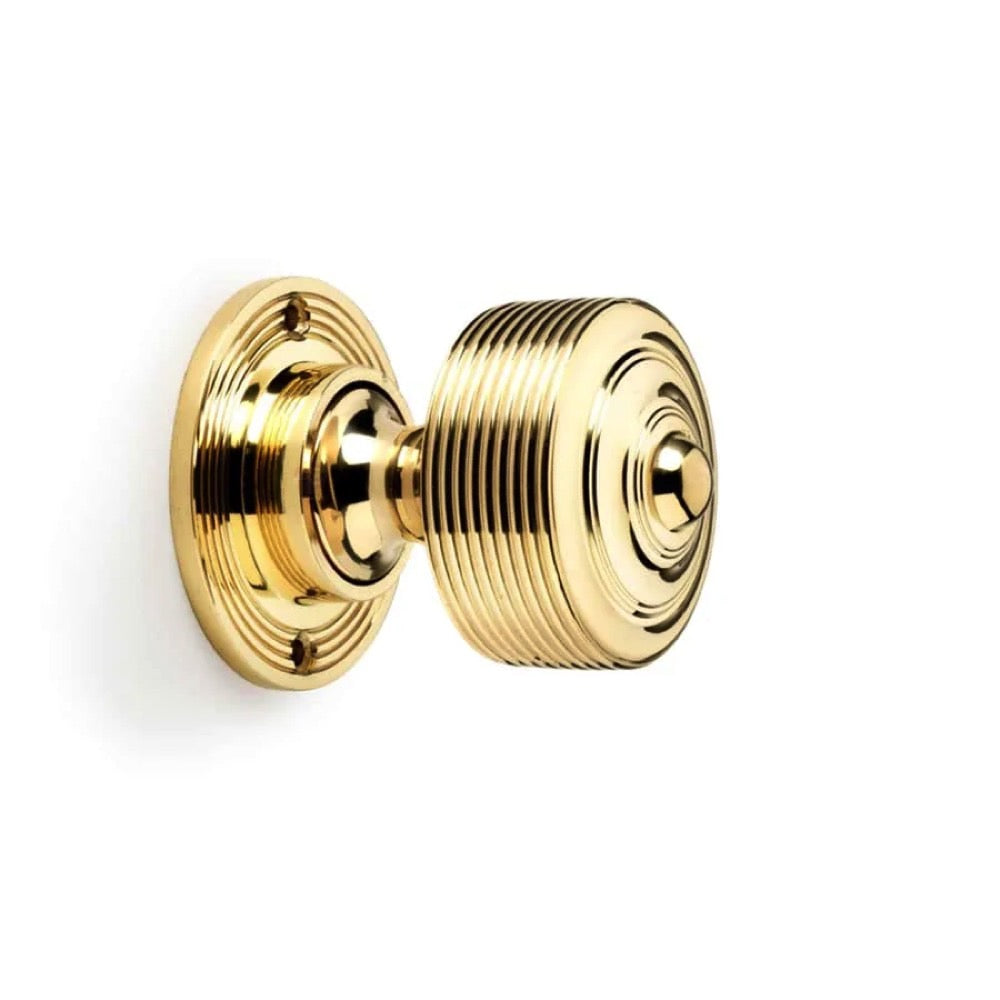 Black Brass Rim Latch Lock Polished Brass Reeded Door Knobs