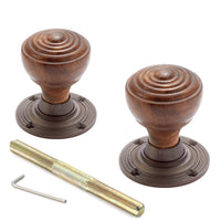 Thumbnail for Black Brass Rim Latch Lock Rosewood Matt Antique Ringed Door Knobs