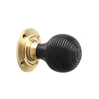 Thumbnail for Cast Iron Floral Rim Lock Ebonised Polished Brass Beehive Door Knobs