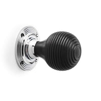 Thumbnail for Cast Iron Floral Rim Lock Ebonised Polished Chrome Beehive Door Knobs