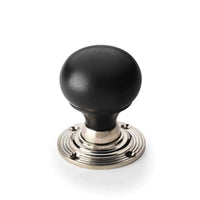 Thumbnail for Cast Iron Floral Rim Lock Ebonised Polished Nickel Bun Door Knobs