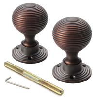 Thumbnail for Cast Iron Floral Rim Lock Hollow Aged Bronze Beehive Door Knobs