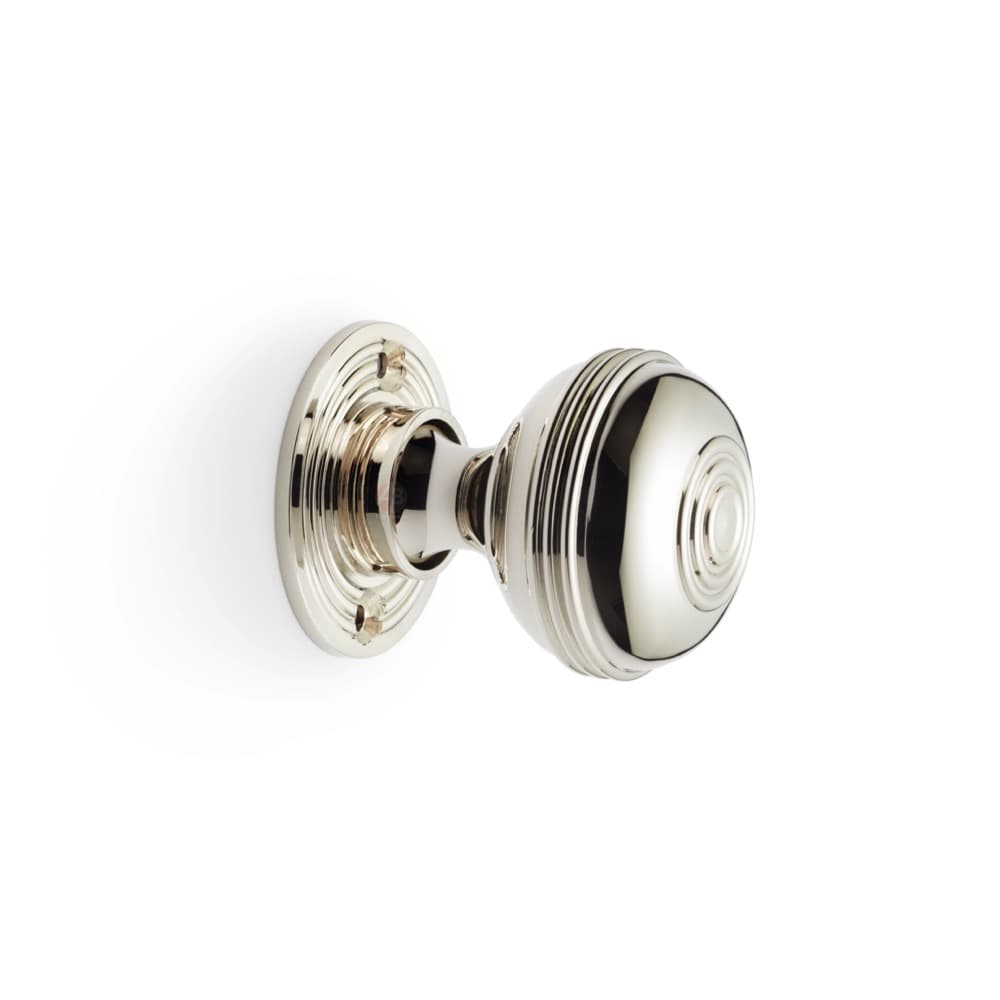 Cast Iron Floral Rim Lock Polished Nickel Bloxwich Door Knobs