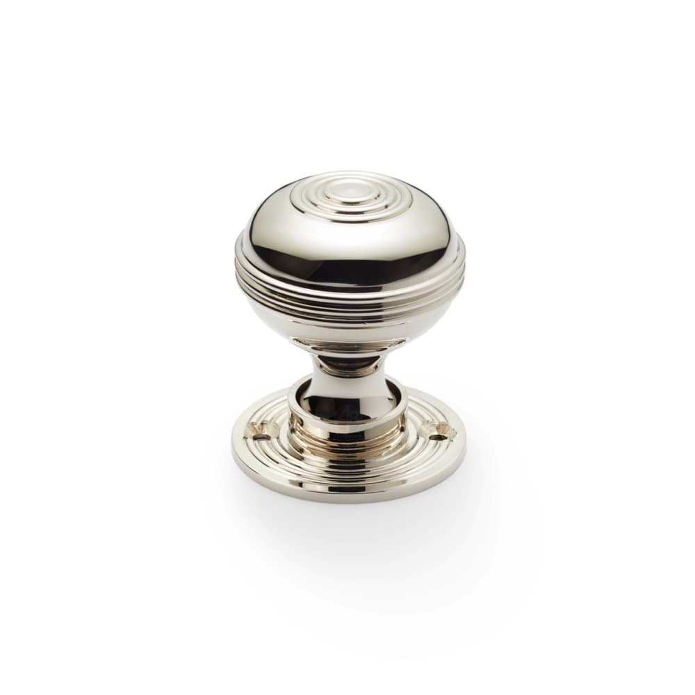 Cast Iron Floral Rim Lock Polished Nickel Bloxwich Door Knobs