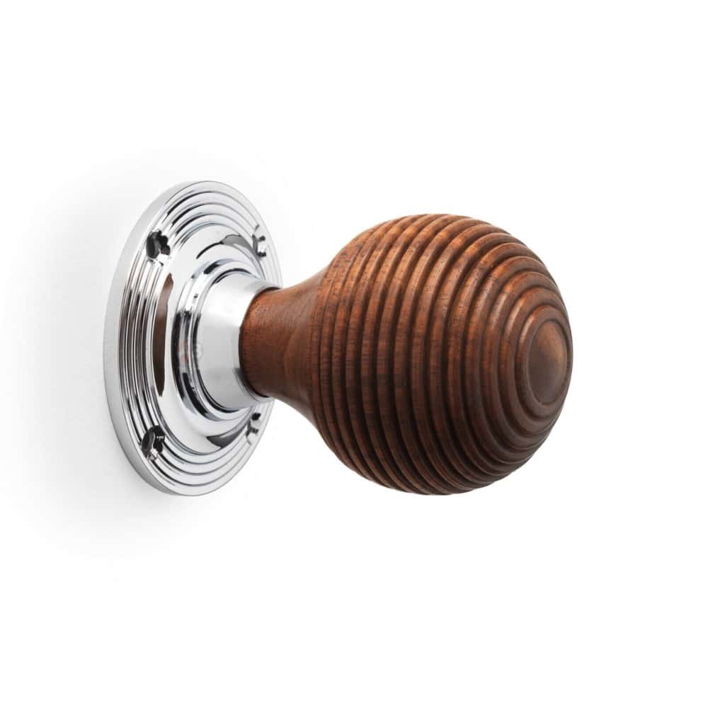 Cast Iron Floral Rim Lock Rosewood Polished Chrome Beehive Door Knobs