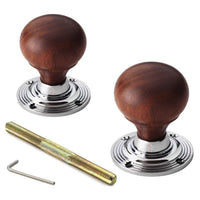 Thumbnail for Cast Iron Floral Rim Lock Rosewood Polished Chrome Bun Door Knobs