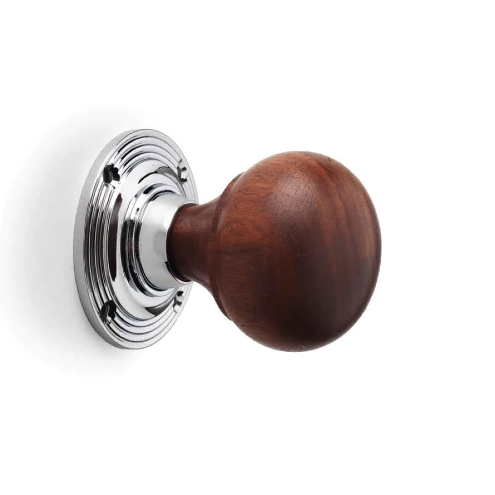 Cast Iron Floral Rim Lock Rosewood Polished Chrome Bun Door Knobs