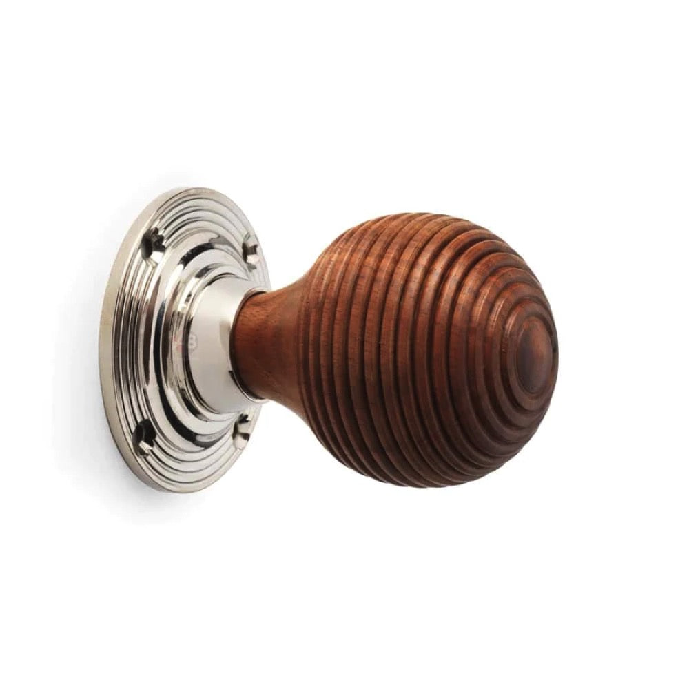 Cast Iron Floral Rim Lock Rosewood Polished Nickel Beehive Door Knobs