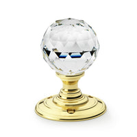 Thumbnail for Clear Faceted Glass Ball Mortice Door Knobs Polished Brass