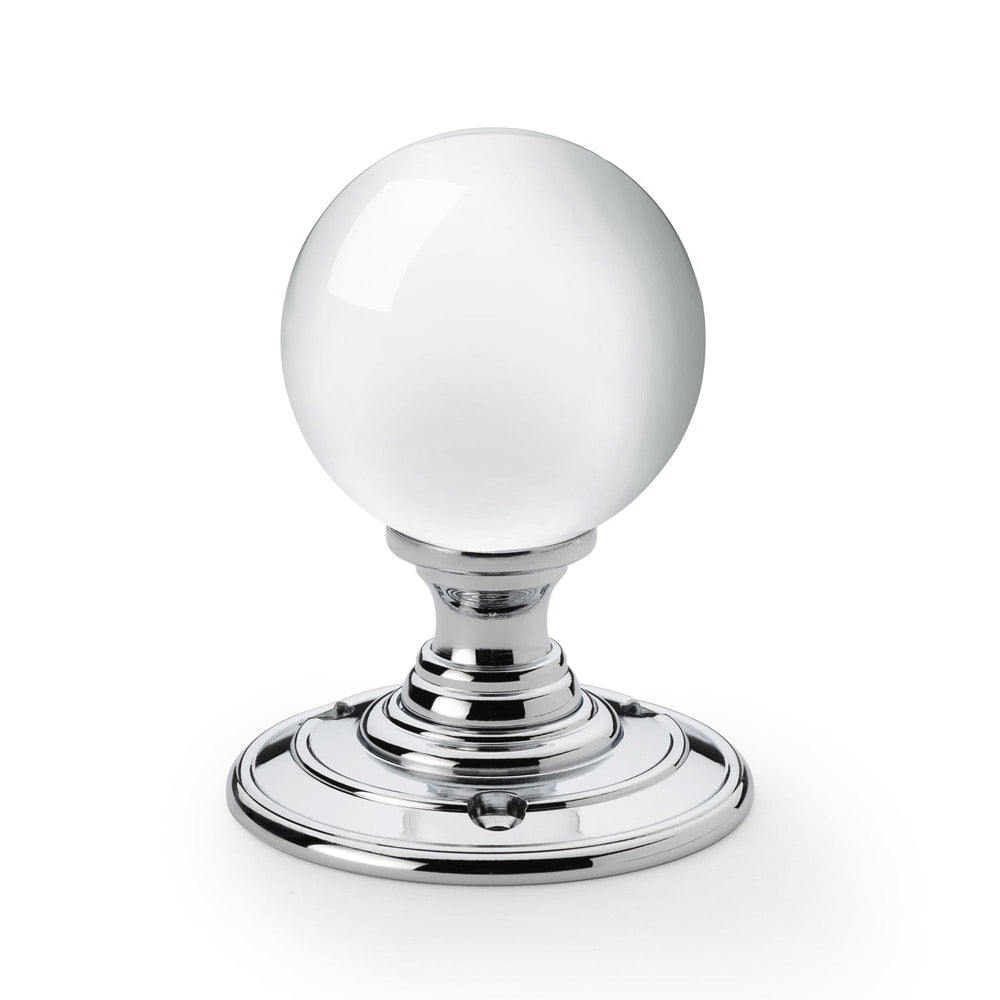 Clear Glass Ball Mortice Door Knobs Polished Chrome